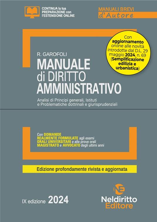 Manuale breve di diritto amministrativo 2024. Nuova ediz. - copertina