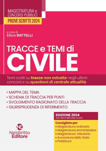 Tracce e temi di civile per il concorso in magistratura 2024 - copertina