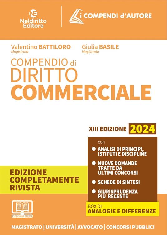 Compendio di diritto commerciale - Valentino Battiloro,Alessio Battiloro - copertina