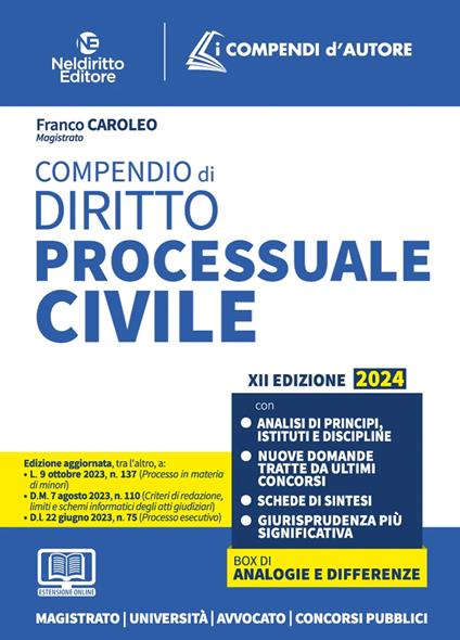 Compendio di diritto processuale civile. Con espansione online - Franco Caroleo - copertina