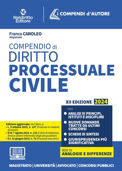 Compendio di diritto processuale civile. Con espansione online - Franco Caroleo - copertina