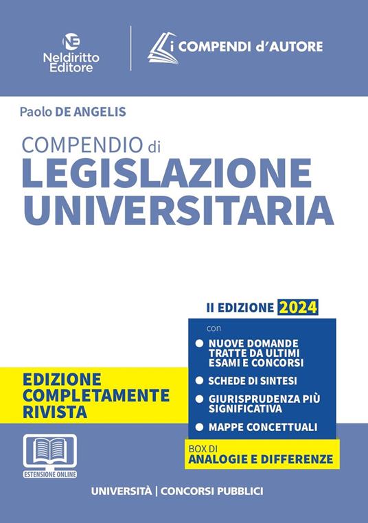 Compendio di legislazione universitaria 2024 - Paolo De Angelis - copertina