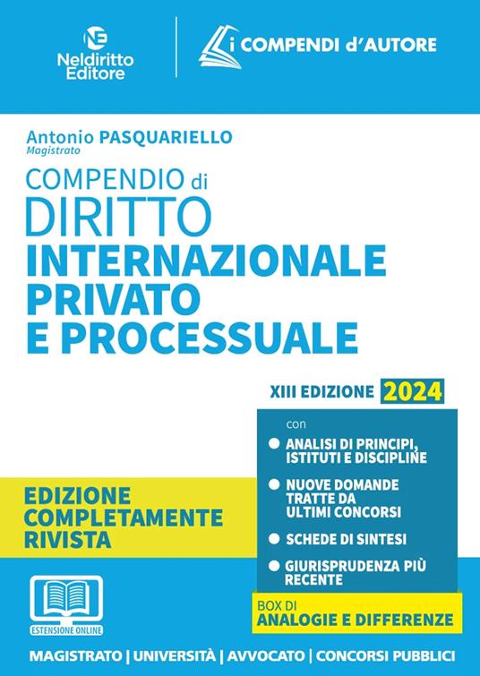 Compendio di diritto internazionale privato e processuale - Antonio Pasquariello - copertina