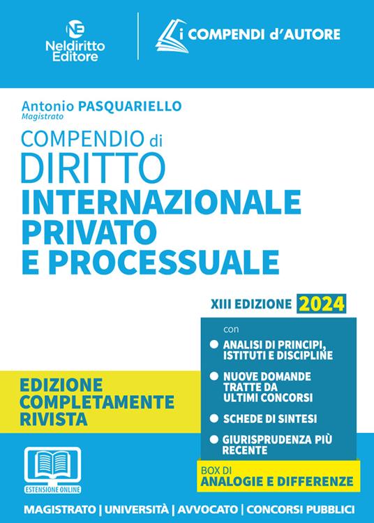 Compendio di diritto internazionale privato e processuale - Antonio Pasquariello - copertina
