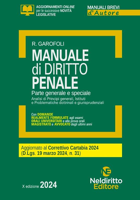 Manuale di diritto penale. Parte generale e speciale. Aggiornato al Decreto correttivo Cartabia - Roberto Garofoli - copertina