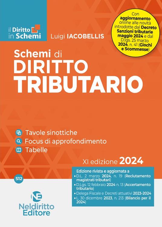 Schemi di diritto tributario - Luigi Iacobellis - copertina