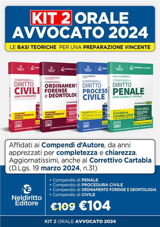 Speciale Orale Avvocato kit a compendi (Civile, Ordinamento forense + Procedura Civile + Penale) - copertina