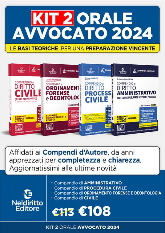 Speciale Orale Avvocato kit 4 compendi (Civile, Ordinamento forense + Procedura Civile + Amministrativo) - copertina