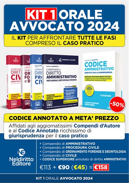 Speciale Orale Avvocato kit 4 compendi (Civile, Procedura Civile, Amministrativo, Ordinamento forense + Codice Amministrativo Annotato 2023) - copertina