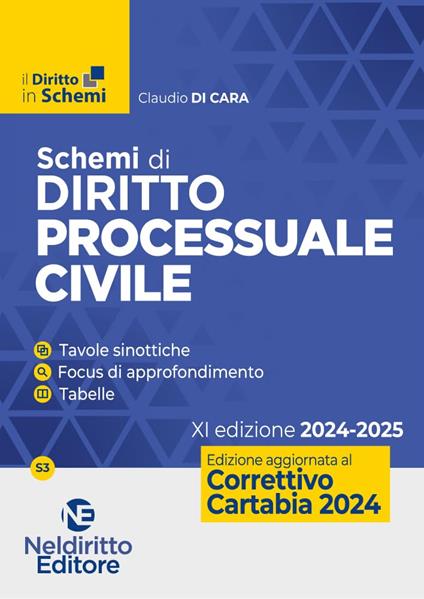 Schemi di diritto procedura civile. Aggiornato al Decreto Correttivo Cartabia D.Lgs. 31 ottobre 2024, n. 164 - Claudio Di Cara - copertina