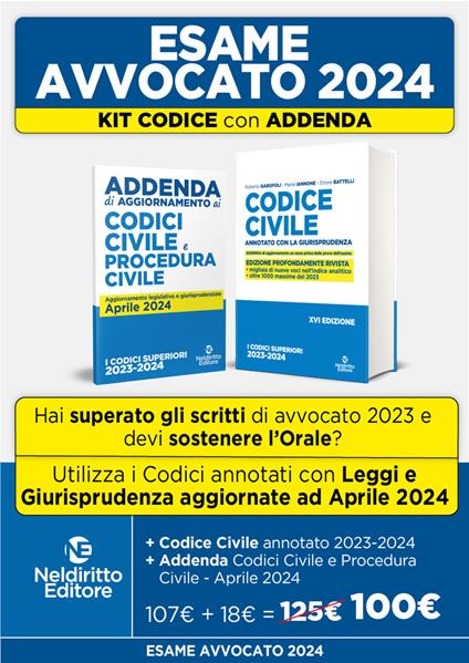 Codice civile annotato con la giurisprudenza 2023 + Addenda codice civile e procedura civile 2024. Nuova ediz. - copertina