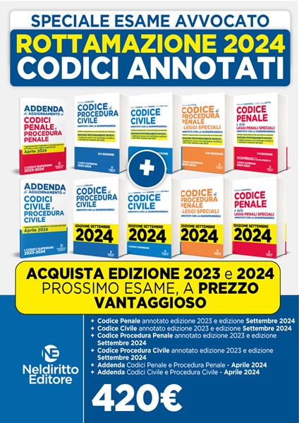 Codice Penale annotato con la giurisprudenza 2023 + Codice Civile Annotato 2023 + Codice Procedura Civile Annotato 2023 + Codice Procedura Penale Annotato 2023 + Codice Penale annotato con la giurisprudenza 2024 + Codice Civile Annotato 2024 + Codice Pro. Nuova ediz. - Valerio De Gioia - copertina