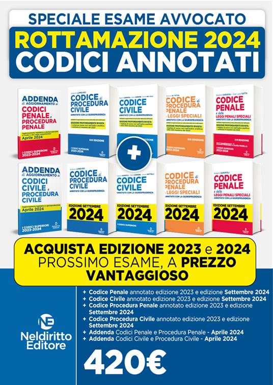 Codice Penale annotato con la giurisprudenza 2023 + Codice Civile Annotato 2023 + Codice Procedura Civile Annotato 2023 + Codice Procedura Penale Annotato 2023 + Codice Penale annotato con la giurisprudenza 2024 + Codice Civile Annotato 2024 + Codice Pro. Nuova ediz. - Valerio De Gioia - copertina