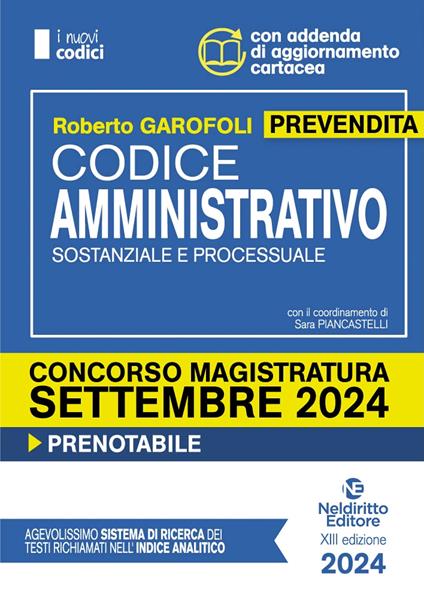 Codice amministrativo sostanziale e processuale - Roberto Garofoli - copertina
