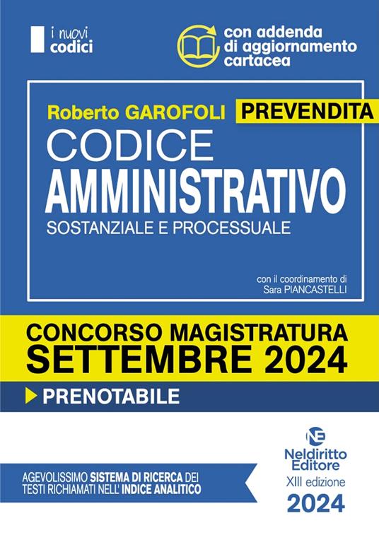 Codice amministrativo sostanziale e processuale - Roberto Garofoli - copertina