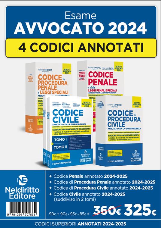 Kit 4 Codici annotati con la giurisprudenza per l'esame di avvocato 2024-2025. Nuova ediz. - copertina