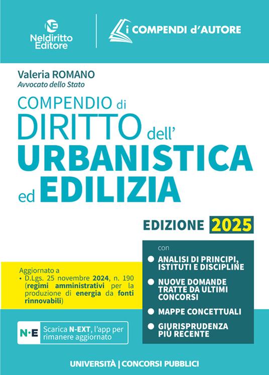 Compendio di diritto dell'urbanistica e dell'edilizia 2025 - Valeria Romano - copertina