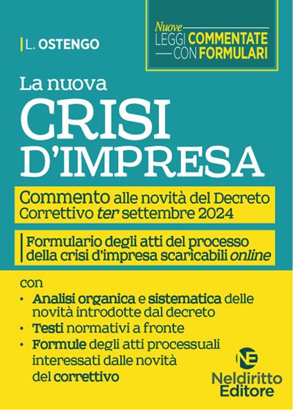 La nuova crisi di impresa. Commento alle novità del nuovo Decreto Correttivo ter settembre 2024, con formulario degli atti del processo della crisi di impresa. Nuova ediz. - copertina