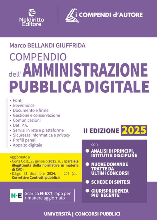 Compendio dell'Amministrazione pubblica digitale 2025. Con app - Marco Bellandi - copertina
