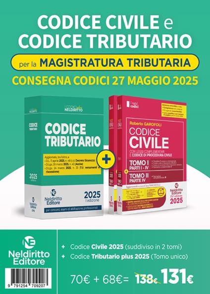 Kit 2 Codici normativi per il Concorso in Magistratura tributaria 2025: Codice Civile + Codice Tributario - copertina