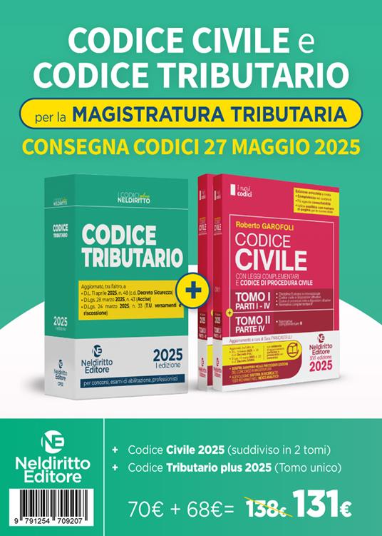 Kit 2 Codici normativi per il Concorso in Magistratura tributaria 2025: Codice Civile + Codice Tributario - copertina