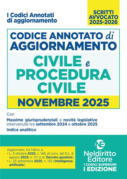 Codice di aggiornamento di diritto civile e procedura civile annotato. Novembre 2025 - copertina