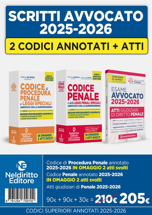 Kit codice penale e codice di procedura penale annotato con la giurisprudenza per l'esame di avvocato 2025-2026 + Atti di diritto penale 2025 - Roberto Garofoli,Gian Luigi Gatta - copertina