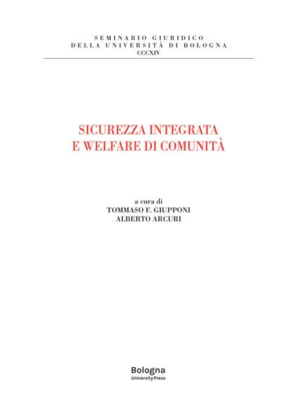 Sicurezza integrata e welfare di comunità - copertina