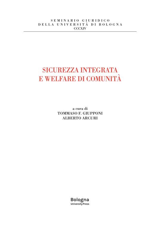 Sicurezza integrata e welfare di comunità - copertina