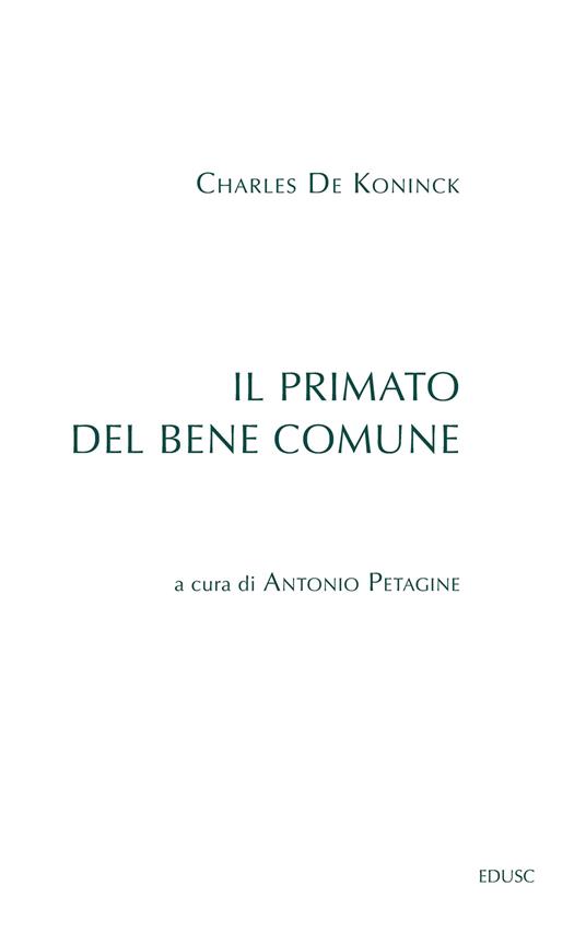 Il primato del bene comune - Charles De Koninck - copertina