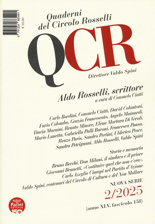 QCR. Quaderni del Circolo Rosselli (2025). Vol. 2: Aldoi Rosselli, scrittore - copertina