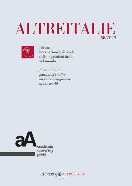Altreitalie. Rivista internazionale di studi sulle popolazioni di origine italiana nel mondo (2023). Vol. 66 - copertina