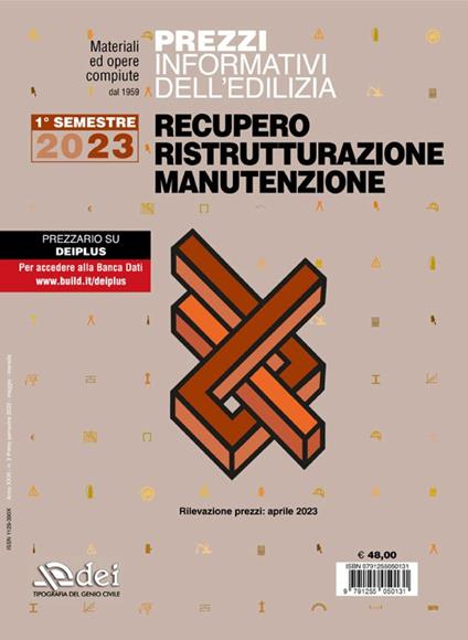 Prezzi informativi dell'edilizia. Recupero, ristrutturazione, manutenzione. 1° semestre 2023 - copertina