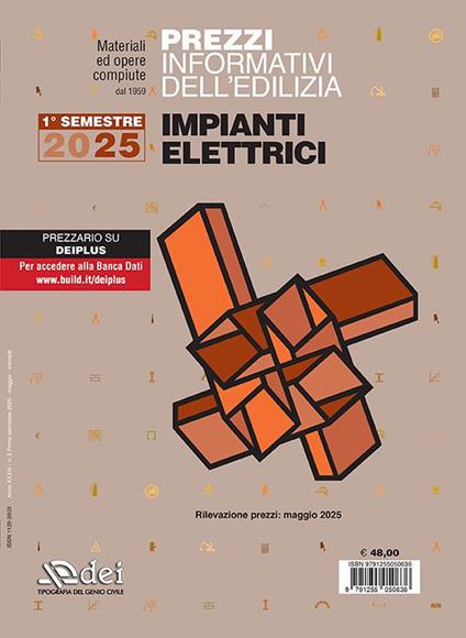 Prezzi informativi dell’edilizia. Impianti elettrici. 1° semestre 2025. Materiali ed opere compiute. Rilevazione prezzi Maggio 2025 - copertina