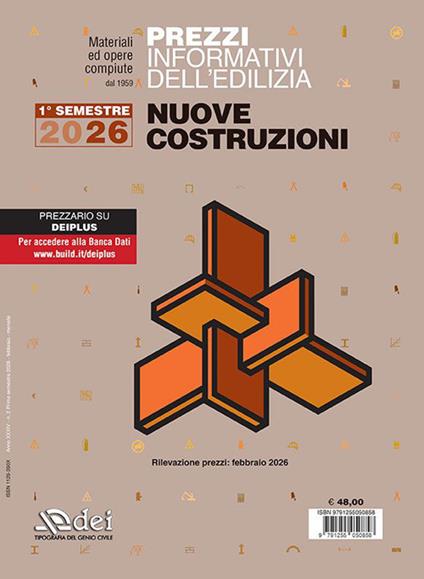 Prezzi informativi dell'edilizia. Nuove costruzioni. 1º semestre 2026. Materiali ed opere compiute. Rilevazione prezzi Febbraio 2026 - copertina