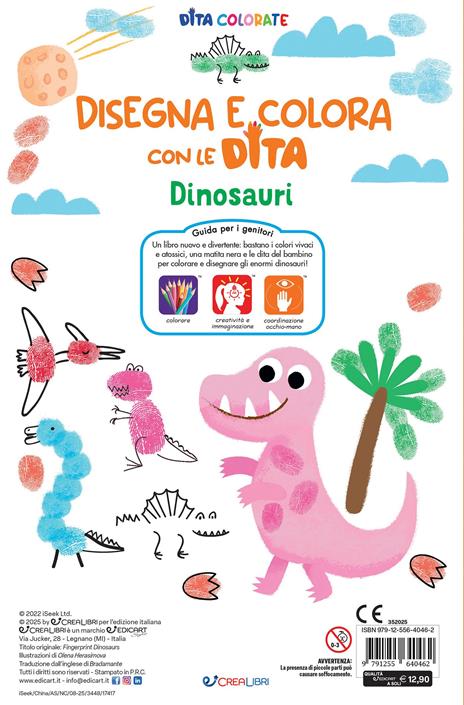 Dinosauri. Disegna e colora con le dita. Ediz. a spirale. Con 5 inchiostri colorati per dita - Elizabeth Golding - 3