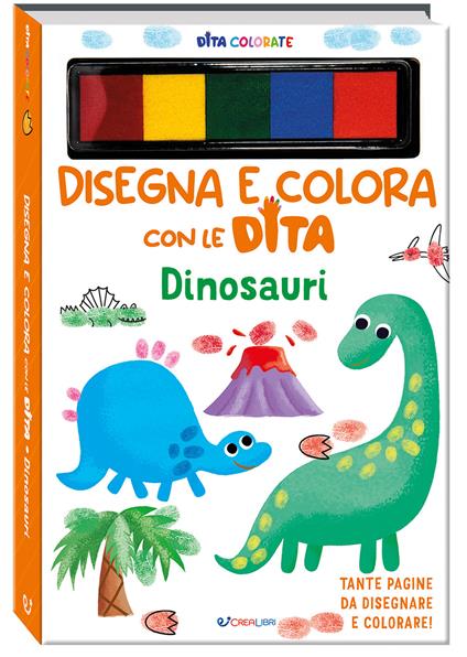 Dinosauri. Disegna e colora con le dita. Ediz. a colori. Ediz. a spirale. Con 5 5 inchiostri colorati per dita - Elizabeth Golding - copertina