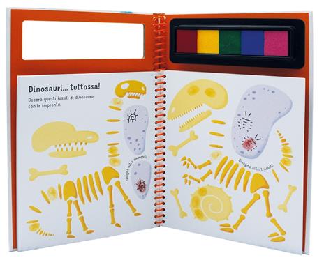 Dinosauri. Disegna e colora con le dita. Ediz. a colori. Ediz. a spirale. Con 5 5 inchiostri colorati per dita - Elizabeth Golding - 4
