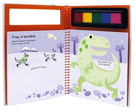 Dinosauri. Disegna e colora con le dita. Ediz. a colori. Ediz. a spirale. Con 5 5 inchiostri colorati per dita - Elizabeth Golding - 5