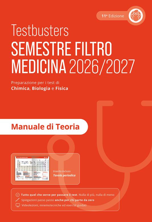 Testbusters. Manuale di teoria. Semestre filtro medicina 2026/2027 - copertina