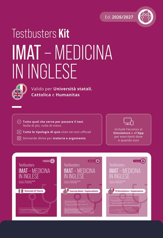 Testbusters IMAT. Test di medicina in inglese. Kit. Con simulatore e app - copertina