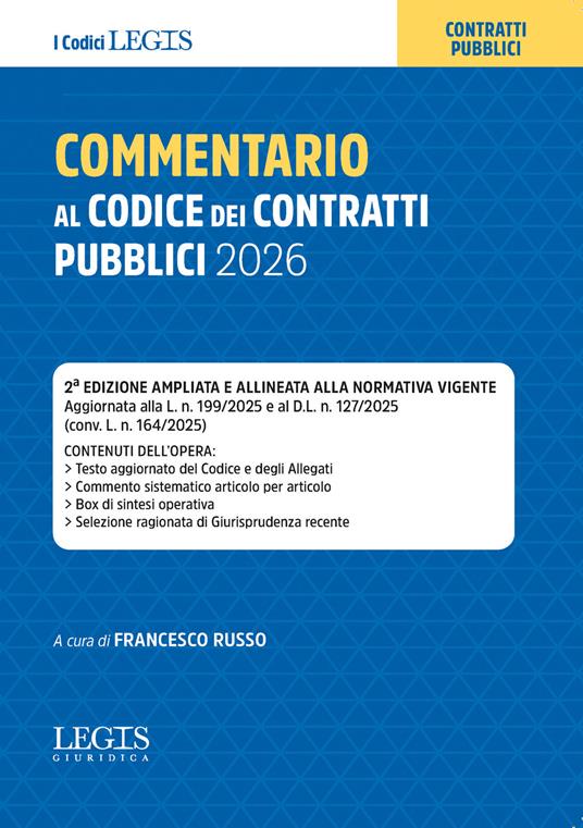 Commentario al Codice dei contratti pubblici 2026 - copertina