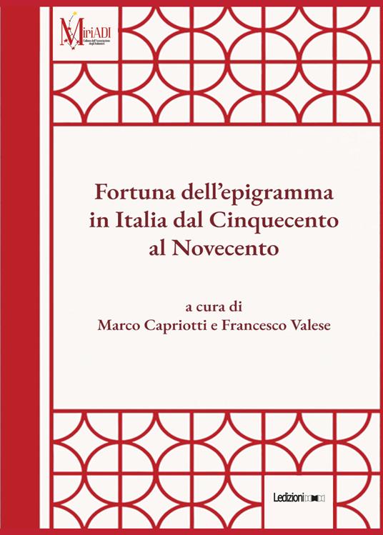 Fortuna dell'epigramma in Italia dal Cinquecento al Novecento - copertina