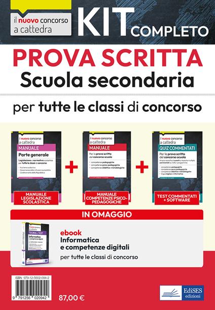 Kit completo prova scritta scuola secondaria. Teoria e test per la prova scritta. Con ebook. Con software di simulazione - copertina