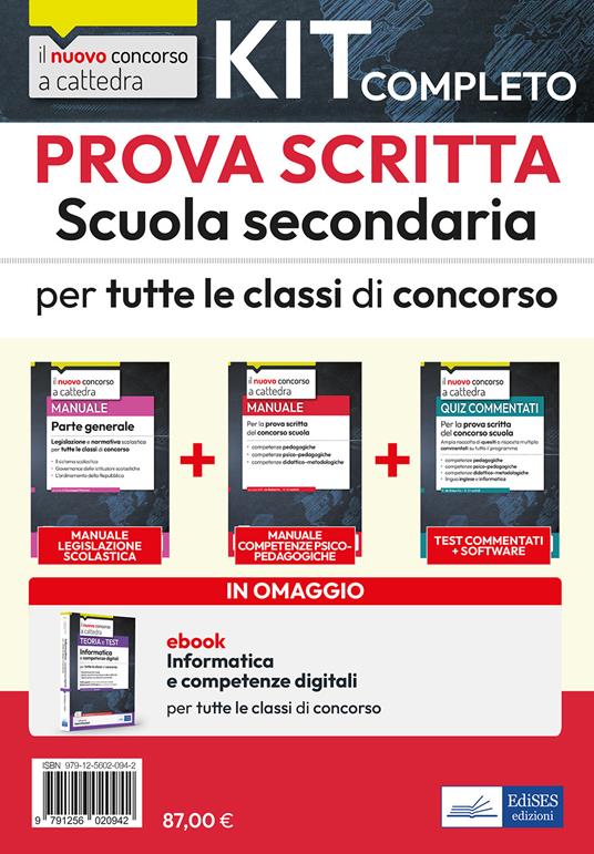 Kit completo prova scritta scuola secondaria. Teoria e test per la prova scritta. Con ebook. Con software di simulazione - copertina