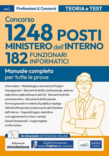 Concorso RIPAM. 182 Funzionari informatici Ministero dell'interno. Volume per la prova scritta e per la prova orale. Con espansione online. Con software di simulazione - copertina