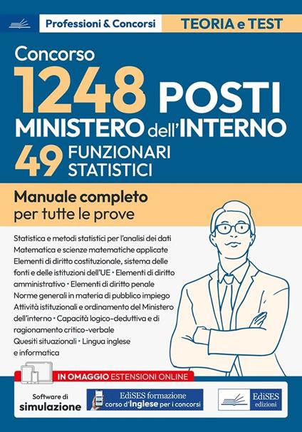 Concorso RIPAM. 49 Funzionari statistici Ministero dell'interno (concorso per complessivi 1248 posti vari profili). Manuale completo per tutte le prove. Con espansione online. Con software di simulazione - copertina