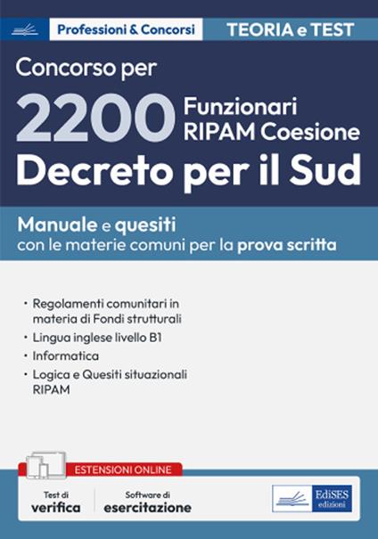 Concorso 2200 funzionari RIPAM coesione. Materie comuni a tutti i profili per la prova scritta - Edises edizioni srl - ebook