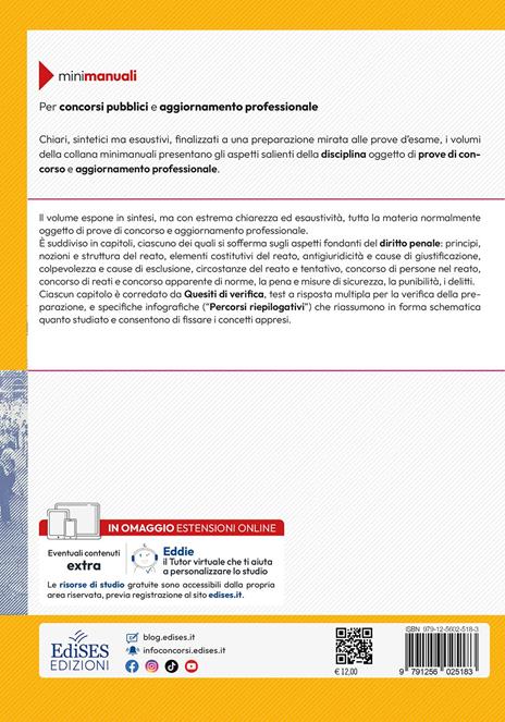 Elementi di diritto penale (parte generale e speciale). Teoria e test per concorsi pubblici e aggiornamento professionale. Con estensioni online - Anna Costagliola - 2