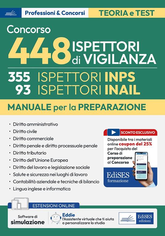 Concorso 448 Ispettori di Vigilanza INPS-INAIL. Manuale - copertina